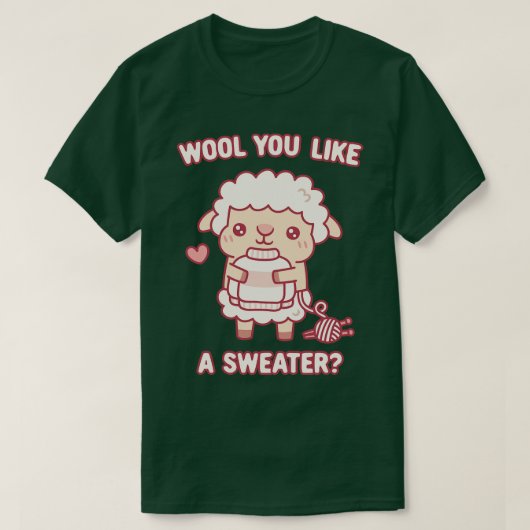 かわいい羊毛セーターのプリンが好おもしろいき Tシャツ (デザイン正面)