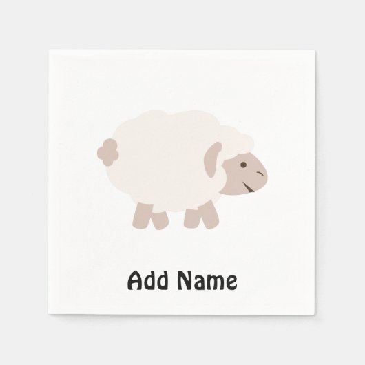 かわいい羊毛羊 スタンダードカクテルナプキン (正面)