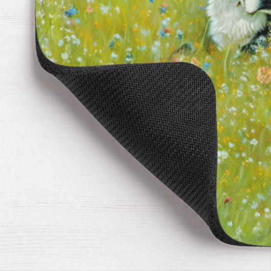 かわいい羊飼いミックス犬お洒落アートの花 マウスパッド (コーナー)