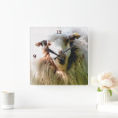 かわいい羊 スクエア壁時計 (ホーム)