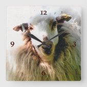 かわいい羊 スクエア壁時計 (正面)