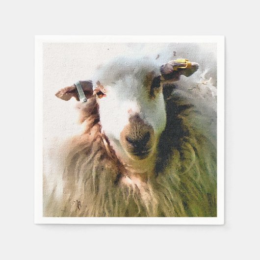 かわいい羊 スタンダードカクテルナプキン (正面)
