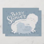 かわいい羊&ラムベビーシャワー | ブルーファーム動物 招待状 (正面/裏面)