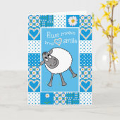 かわいい羊、私のハートスマイルグリーティングカードを作成 カード (黄色い花)