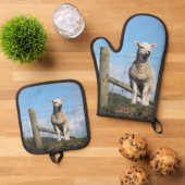 かわいい羊 鍋つかみ&鍋敷きセット (トップダウン)