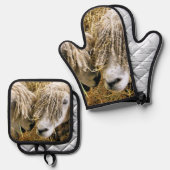 かわいい羊 鍋つかみ&鍋敷きセット (正面/裏面)