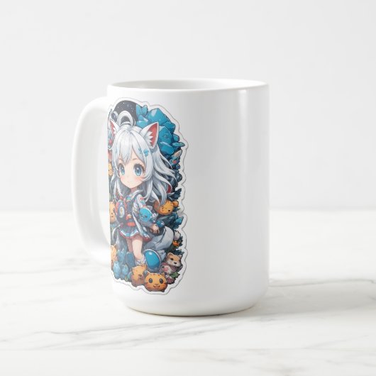 かわいい美しいアニメスタイル コーヒーマグカップ (正面左)