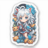 かわいい美しいアニメスタイル シール (正面)