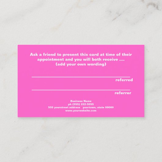 かわいい美しいサロン紹介フェイクシルバーシークインピンク 紹介カード (裏面)