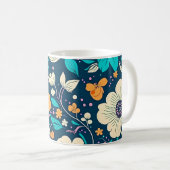 かわいい美しいフローラとシームレスなパターン コーヒーマグカップ (正面右)