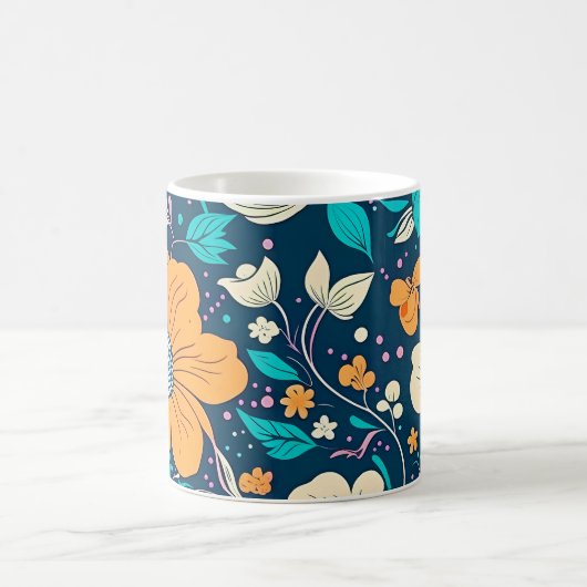 かわいい美しいフローラとシームレスなパターン コーヒーマグカップ (中央)