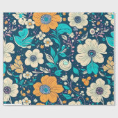 かわいい美しいフローラとシームレスなパターン ラッピングペーパー (フラット)