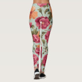 かわいい美しいフローラベクトルアートシームレスパターン レギンス (裏面)