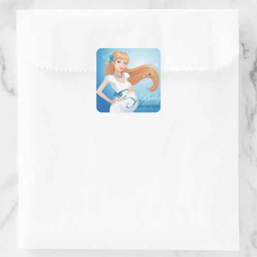 かわいい美しい妊婦の赤ちゃんシャワー スクエアシール (バッグ)