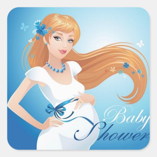 かわいい美しい妊婦の赤ちゃんシャワー スクエアシール (正面)