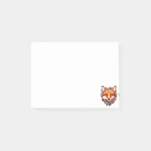 かわいい美しい水彩キツネの花 ポストイット (正面)