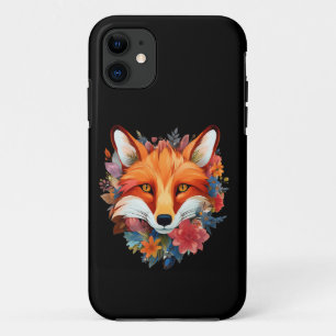 かわいい美しい水彩キツネの花 iPhone 11 ケース