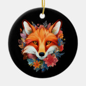 かわいい美しい水色のキツネ花 セラミックオーナメント (正面)