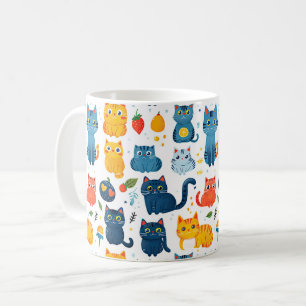 かわいい美しい猫たちがおもちゃで遊んでいる 白 コーヒーマグカップ