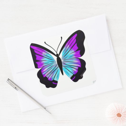 かわいい美しカラフルいかわいらし蝶 スクエアシール (封筒)