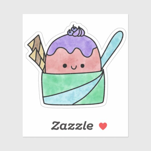 かわいい美味しいアイスクリームカップ シール (シート)