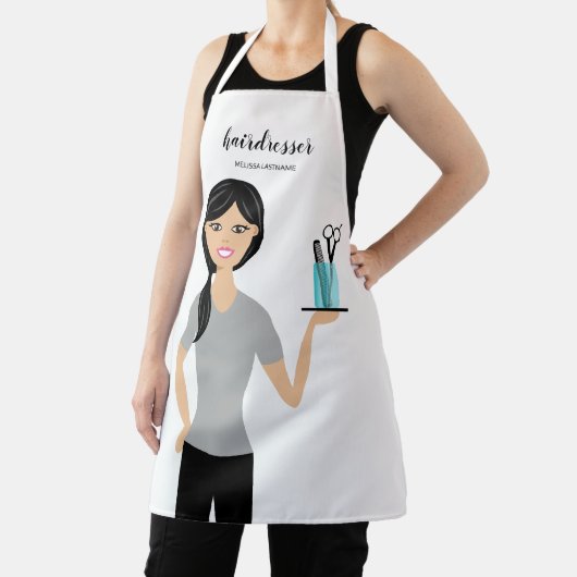 かわいい美容師の女性イラストレーション美容師 エプロン