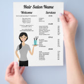 かわいい美容師の女性スケッチ髪のサロンメニュー チラシ (手)