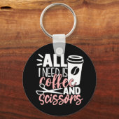 かわいい美容師コーヒーヘアドレッサー美容師 キーホルダー (正面)