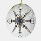 かわいい美容師美容師スノーフレーク鋏 セラミックオーナメント (左)