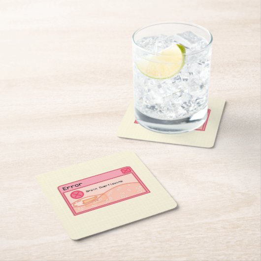 かわいい美的なパステルピンクコースター（エラーメッセージ） スクエアペーパーコースター (インサイチュ)