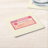 かわいい美的なパステルピンクコースター（エラーメッセージ） スクエアペーパーコースター (アングル)