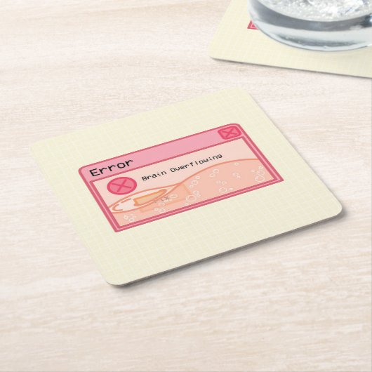 かわいい美的なパステルピンクコースター（エラーメッセージ） スクエアペーパーコースター (アングル)