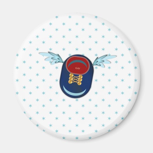 かわいい翼のある靴の漫画 マグネット (正面)