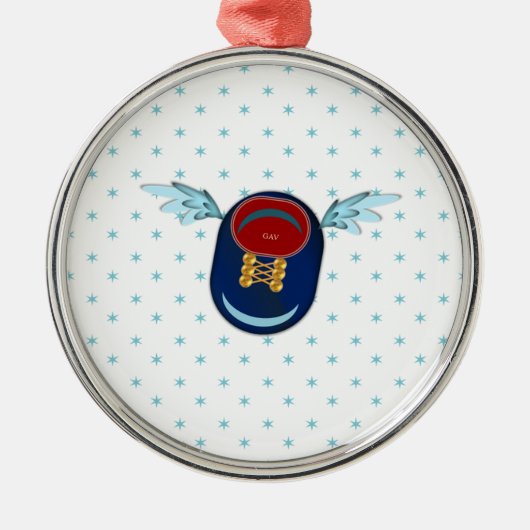 かわいい翼のついた靴の漫画と星 メタルオーナメント (正面)