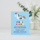 かわいい翼のユニコーン プールフロート 子供の誕生日パーティー 招待状 (スタンド正面)