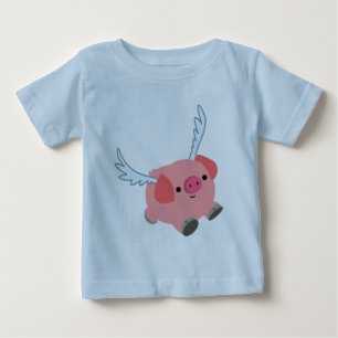 かわいい翼の漫画の豚のベビーTシャツ ベビーTシャツ