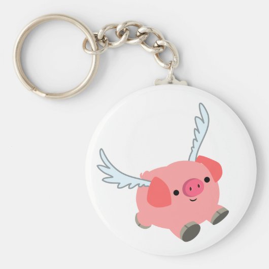 かわいい翼の漫画の豚 キーホルダー (正面)