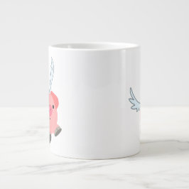 かわいい翼の漫画の豚 ジャンボコーヒーマグカップ