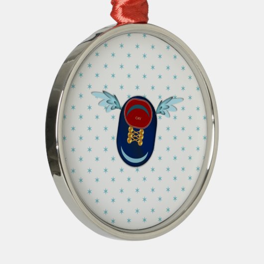 かわいい翼の靴の漫画&スター メタルオーナメント (右)