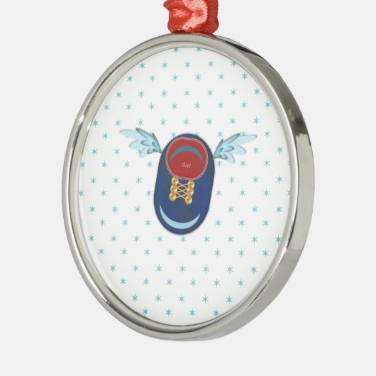 かわいい翼の靴の漫画&スター メタルオーナメント (左)