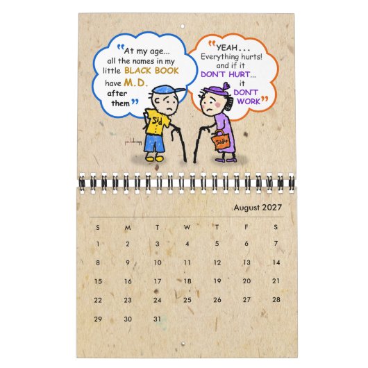 かわいい老人退おもしろい職者たち，老後の冗談引用文 カレンダー (8月 2027)