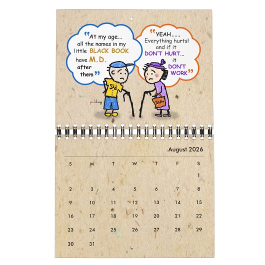 かわいい老人退おもしろい職者たち，老後の冗談引用文 カレンダー (8月 2026)