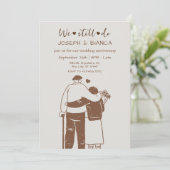 かわいい老夫婦結婚イラストレーション記念日 招待状 (スタンド正面)