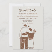 かわいい老夫婦結婚イラストレーション記念日 招待状 (正面)