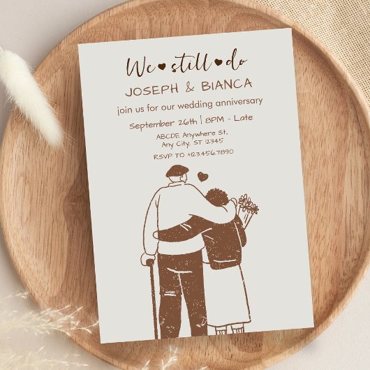 かわいい老夫婦結婚イラストレーション記念日 招待状