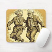 かわいい老夫婦踊り マウスパッド (マウス)