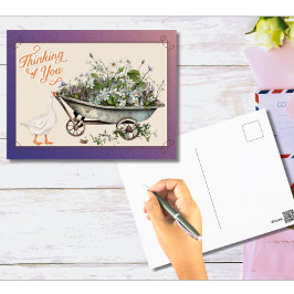 かわいい考えアヒルの開花 ポストカード