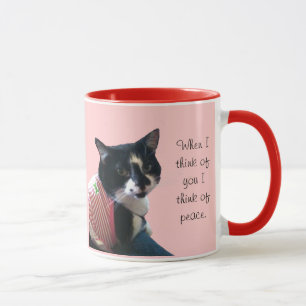 かわいい考えタキシード猫の安カスタム心マグカップ マグカップ