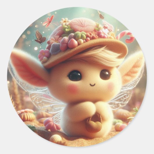 かわいい耳の生き物 ラウンドシール (正面)