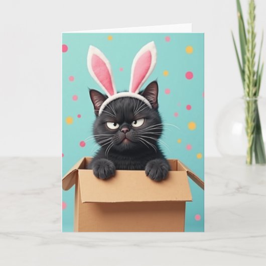 かわいい耳の面白いグリム猫のカード カード (正面)